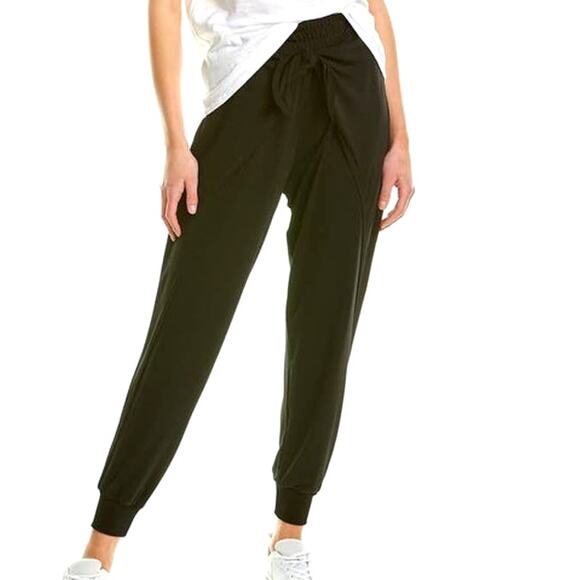 Cinq a Sept NWT Gizele Matte Jersey Tie Front Pants Black Size S Elastic Wasit - Picture 1 of 11